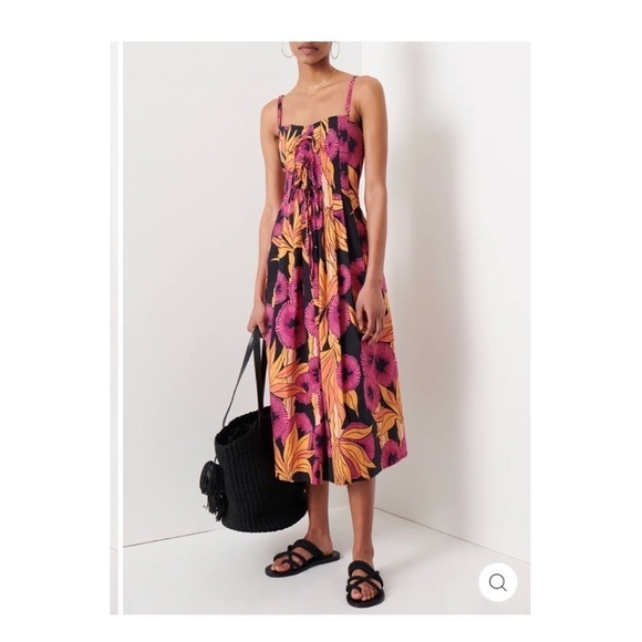 DEREK LAM 10 CROSBY Reef A-Line Cami Midi Dress Fuschia Multi Size 4 NWT - Picture 3 of 9